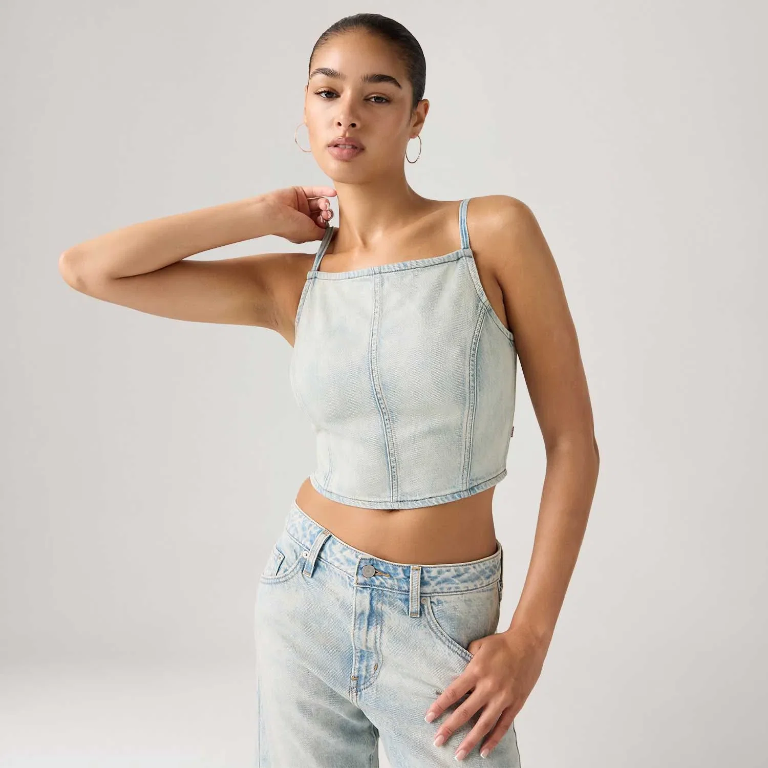 Top Jeans Levi's® Square Neck Tank Lavagem Clara