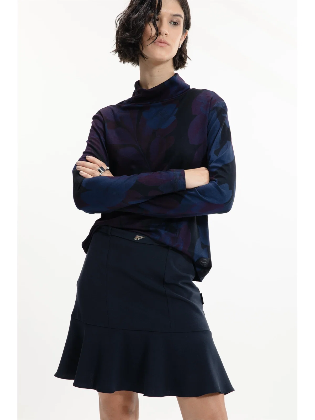 Saia Tailoring Ruffle Belt Like Mini Preto