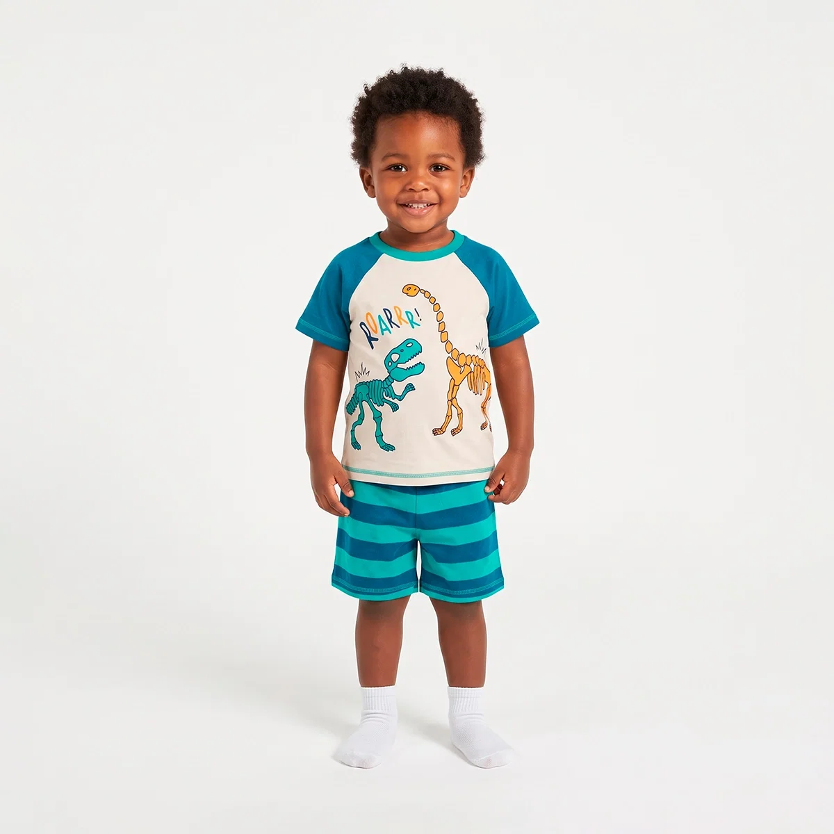 Pijama Curto Toddler Dino Viscolycra Estampada Brilha No Escuro Tip Top