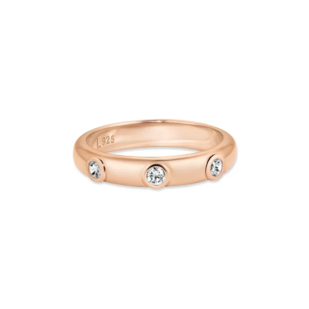 Anel Life Joyful em Liga Rosé com Banho de Ouro Rosé 18k e Pedras Incolores
