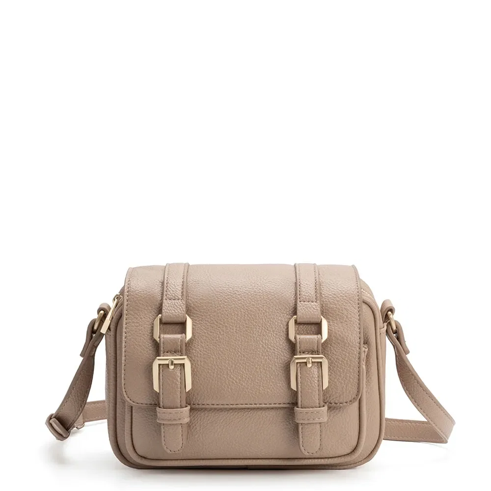 Bolsa Tiracolo Fivelas Bege