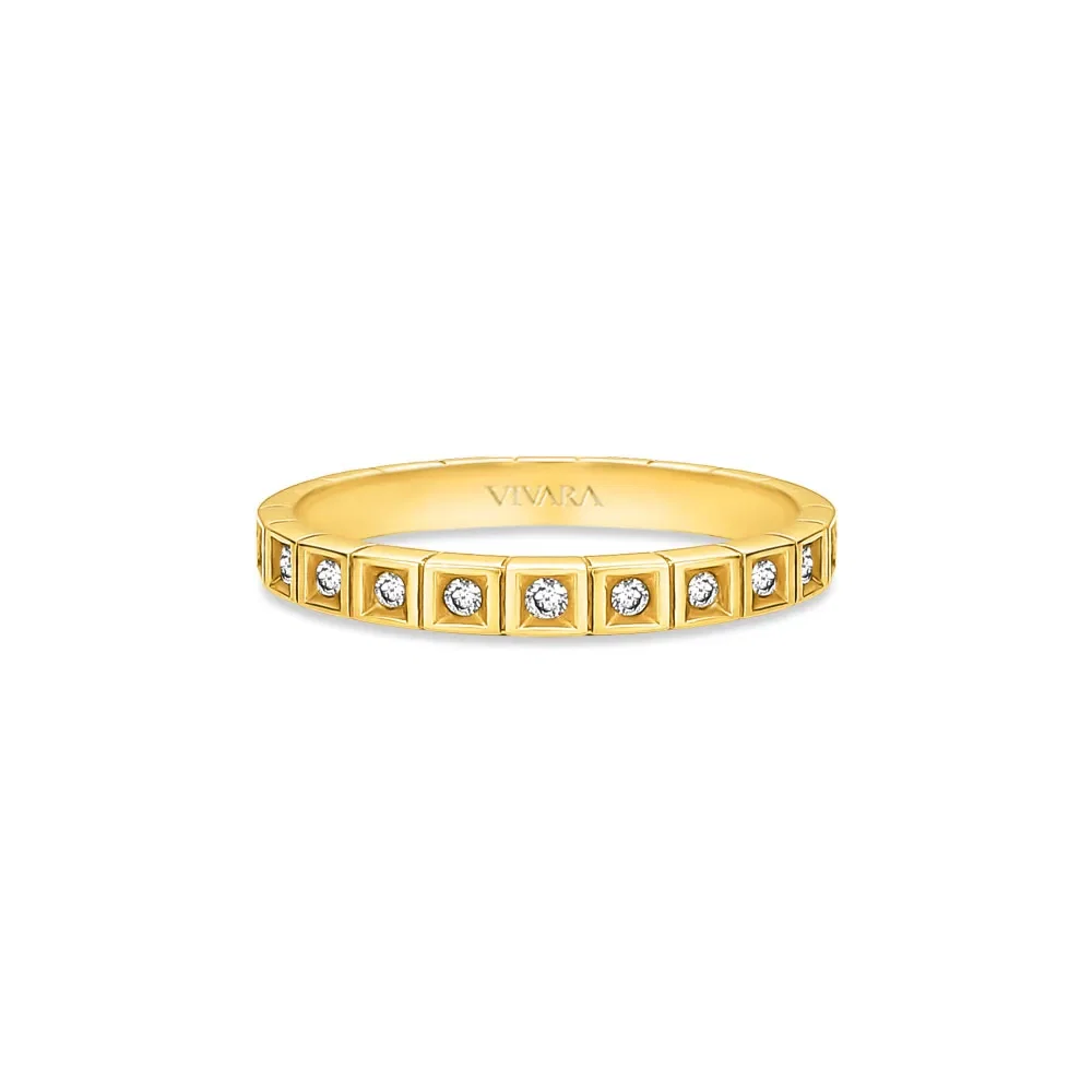 Meia Aliança Jazz em Ouro Amarelo 18k com Diamantes 0,12 ct