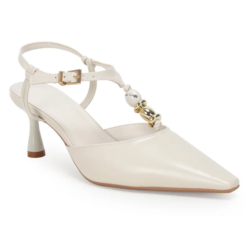 Slingback Detalhes Pedras Tornozeleira 7cm