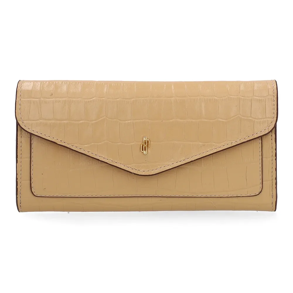 Carteira Couro Croco Creme
