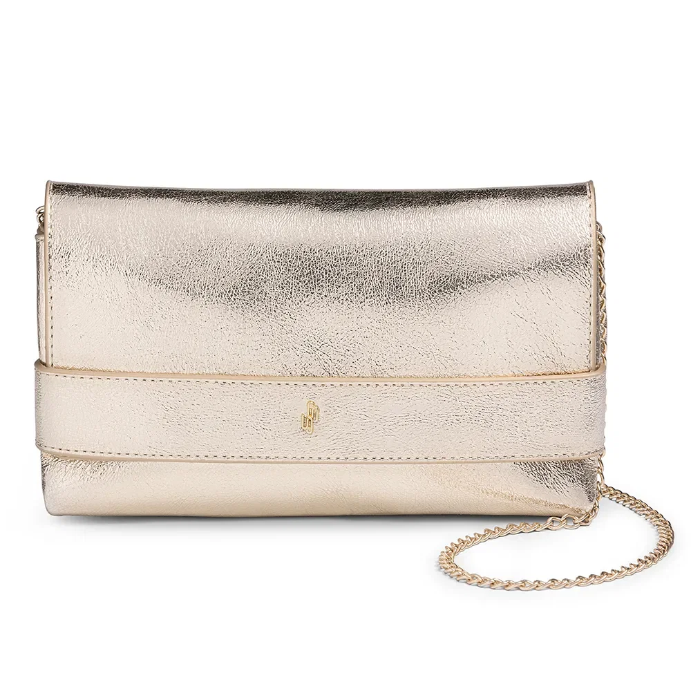 Bolsa Clutch Couro Metalizado Dourado — imagem 1