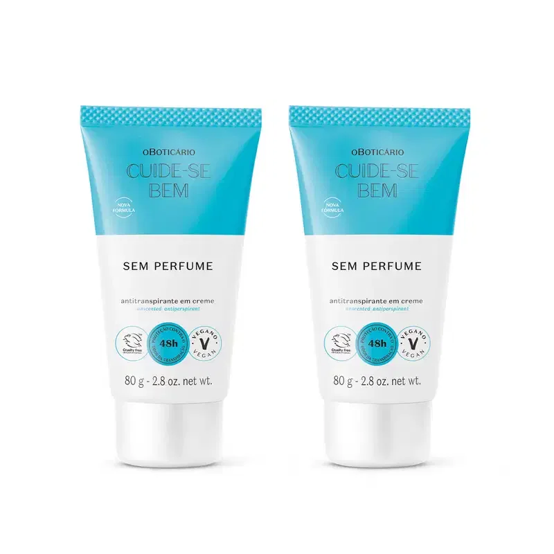 Combo Antitranspirante Em Creme Sem Perfume Cuide-se bem 80g (2 itens)