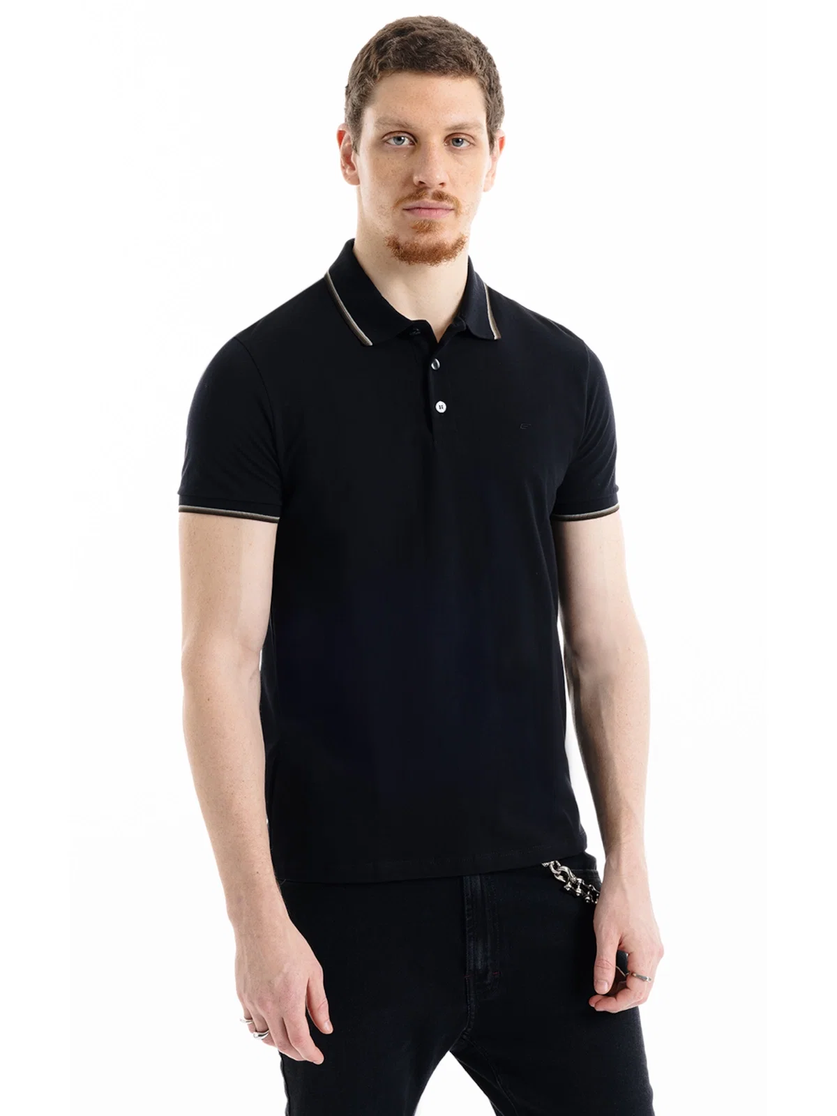 Polo Piquet Easa Friso Preto — imagem 1
