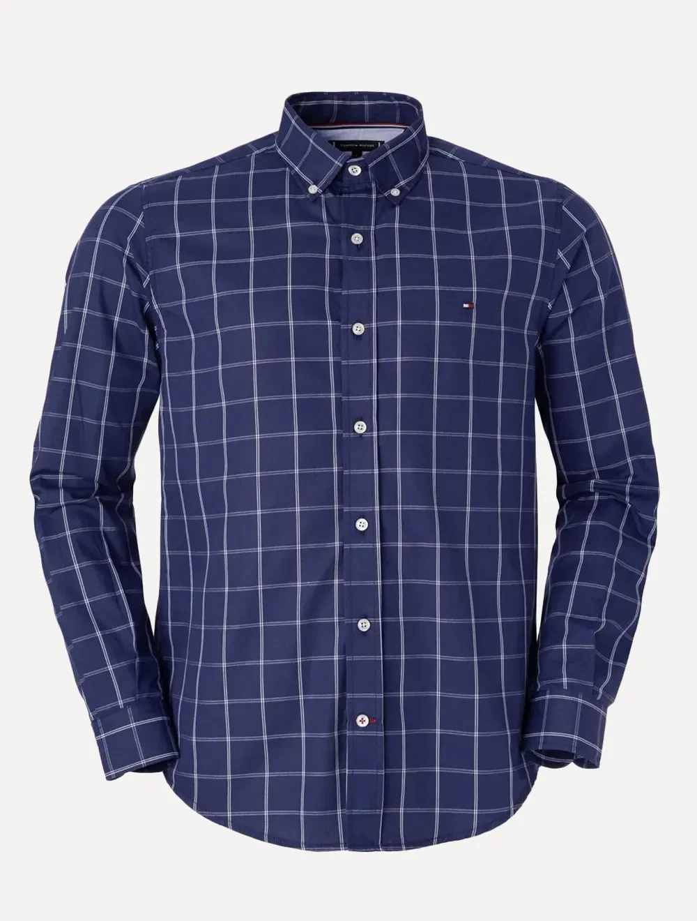 Camisa Tommy Hilfiger Masculina Regular Duo Xadrez Vathi Azul Marinho — imagem 1