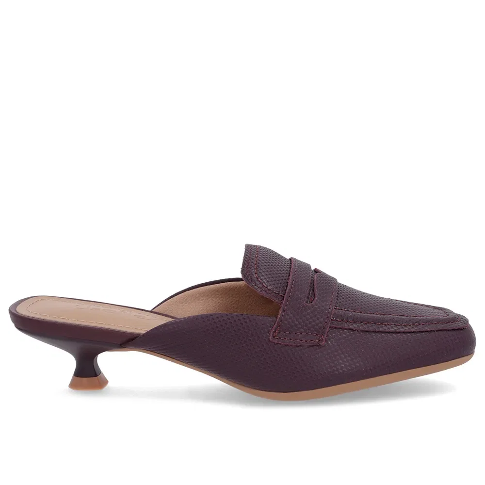 Mule Roxa Couro Salto Kitten — imagem 1