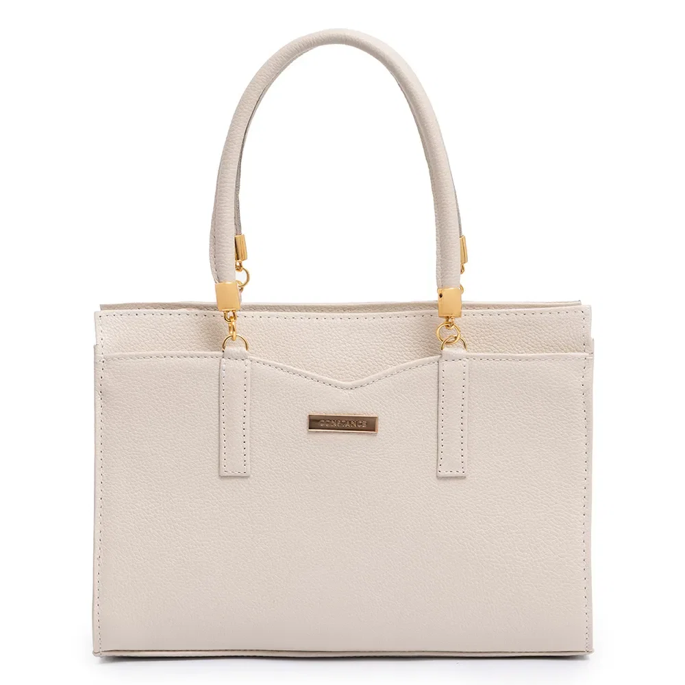 Bolsa Tote Couro Enfeite Off White