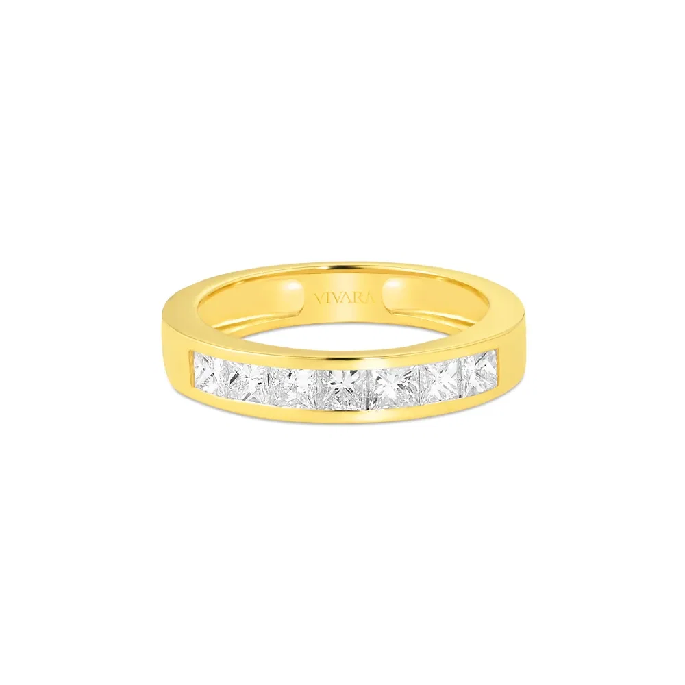 Meia Aliança Princess em Ouro Amarelo 18k com Diamantes 1,12 ct — imagem 1