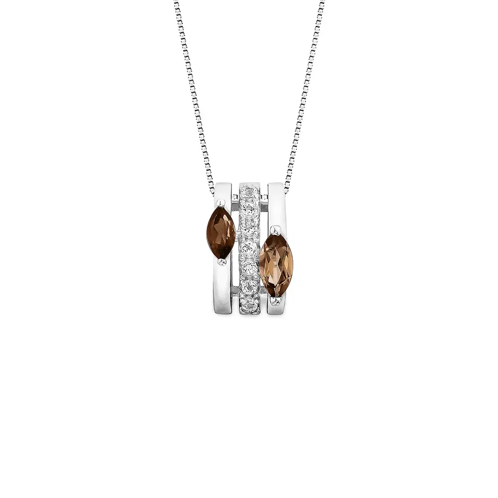Pingente Glee em Prata 925 com Quartzos Fumê e Topázios Incolores, 10mm — imagem 1