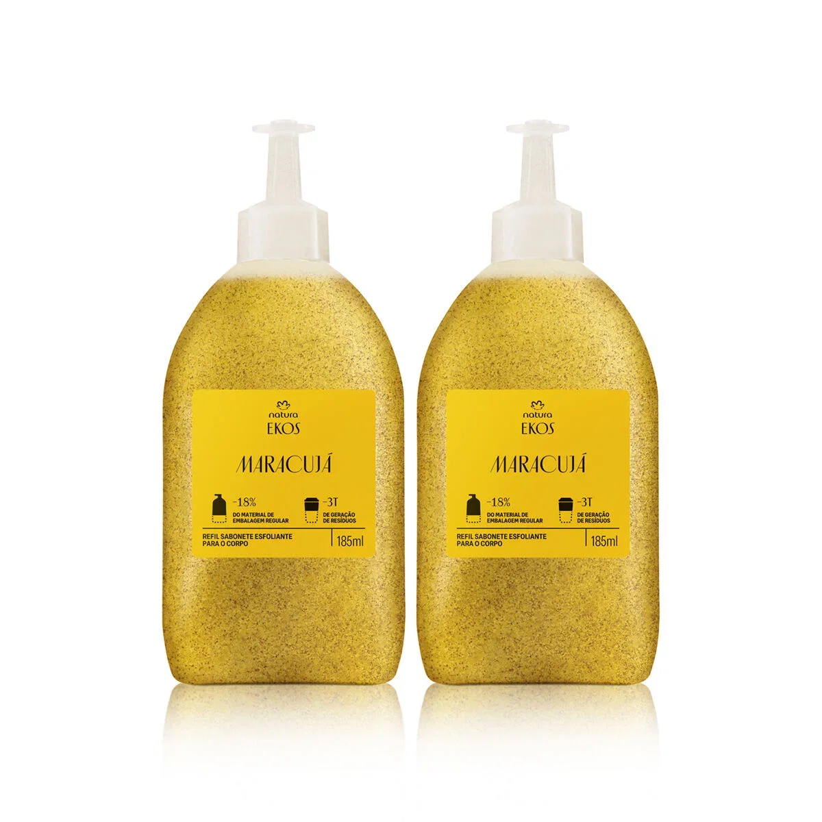 Kit Ekos Refil Sabonete Líquido Esfoliante para o Corpo Maracujá 2 unidades de 185 ml