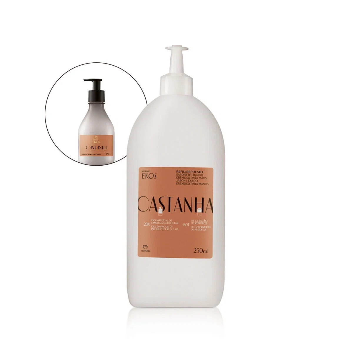 Refil Sabonete Líquido Para Mãos Castanha Ekos 250 ml