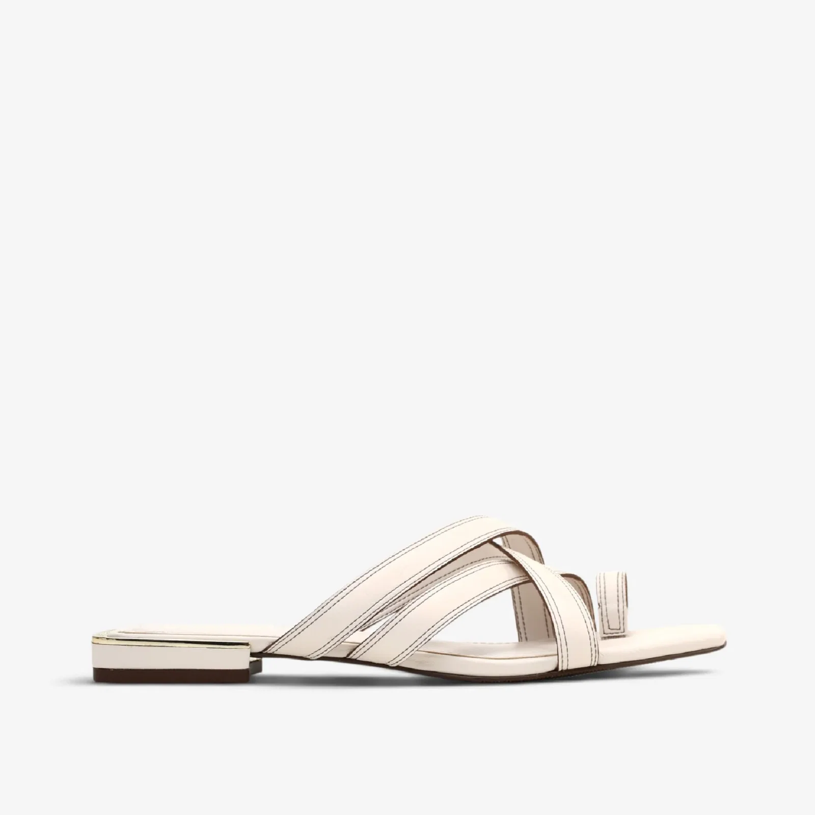 Chinelo Slide Off White Algodão Couro