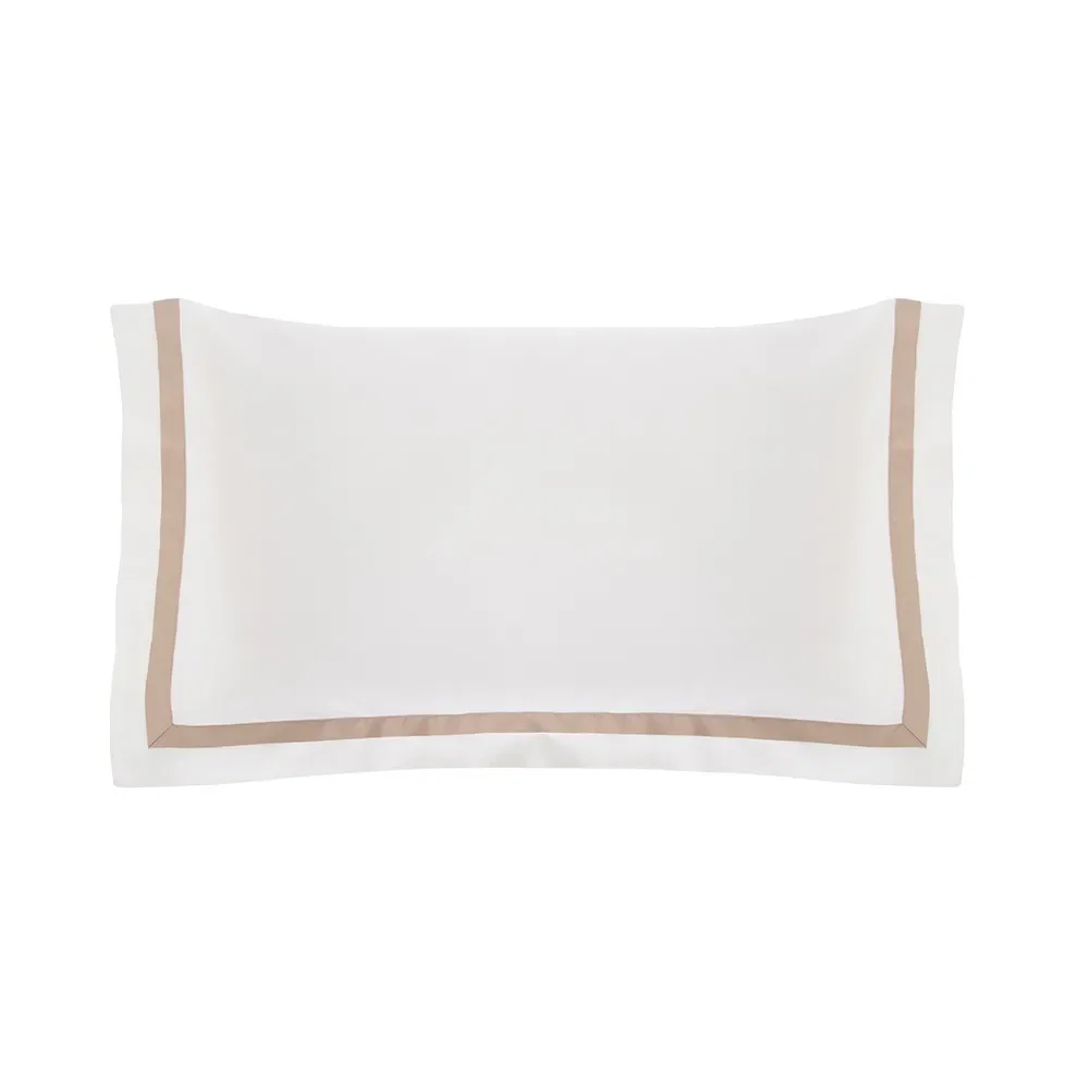 Fronha King Trussardi 300 fios Cetim 100% Algodão Egípcio Vercelli Branco e Nocciola