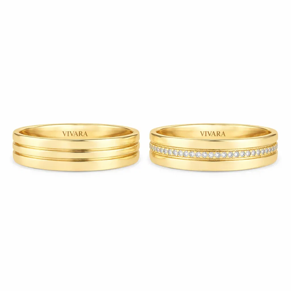 Conjunto Alianças Love Me Ouro Amarelo 18K e Diamantes — imagem 1