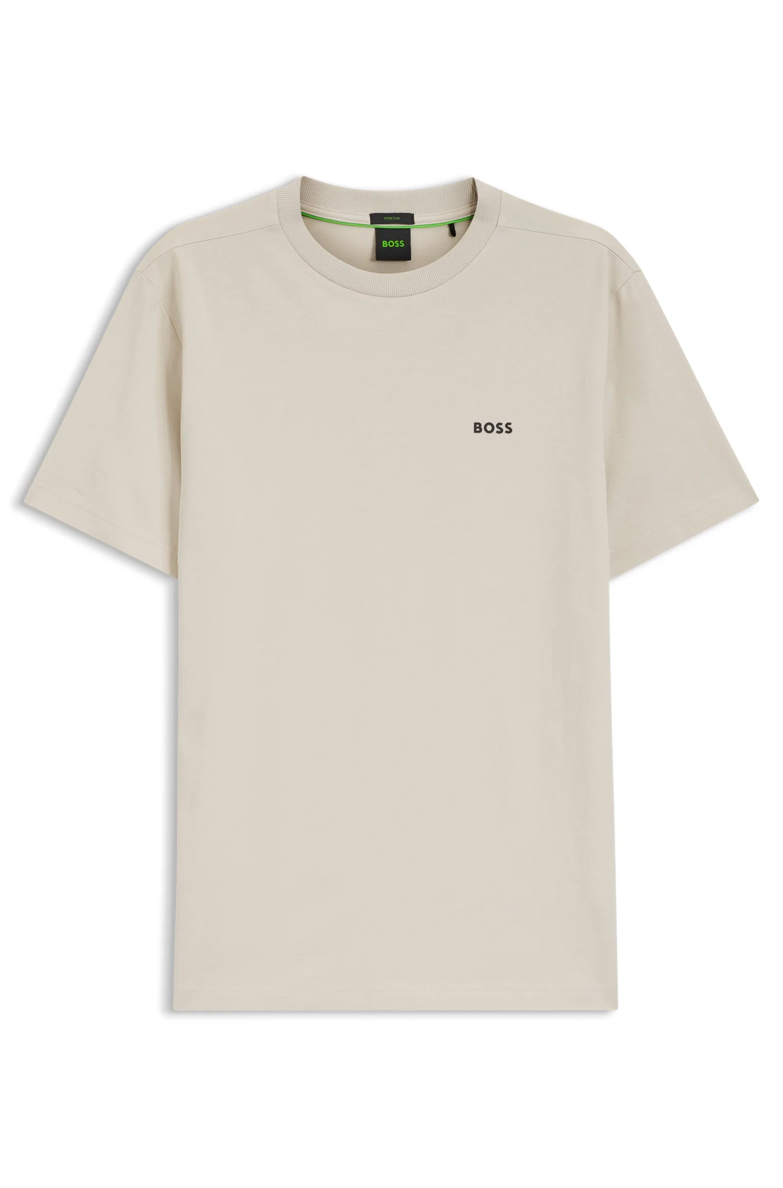 Camiseta Em Algodão Elástico Com Logo Contrastante