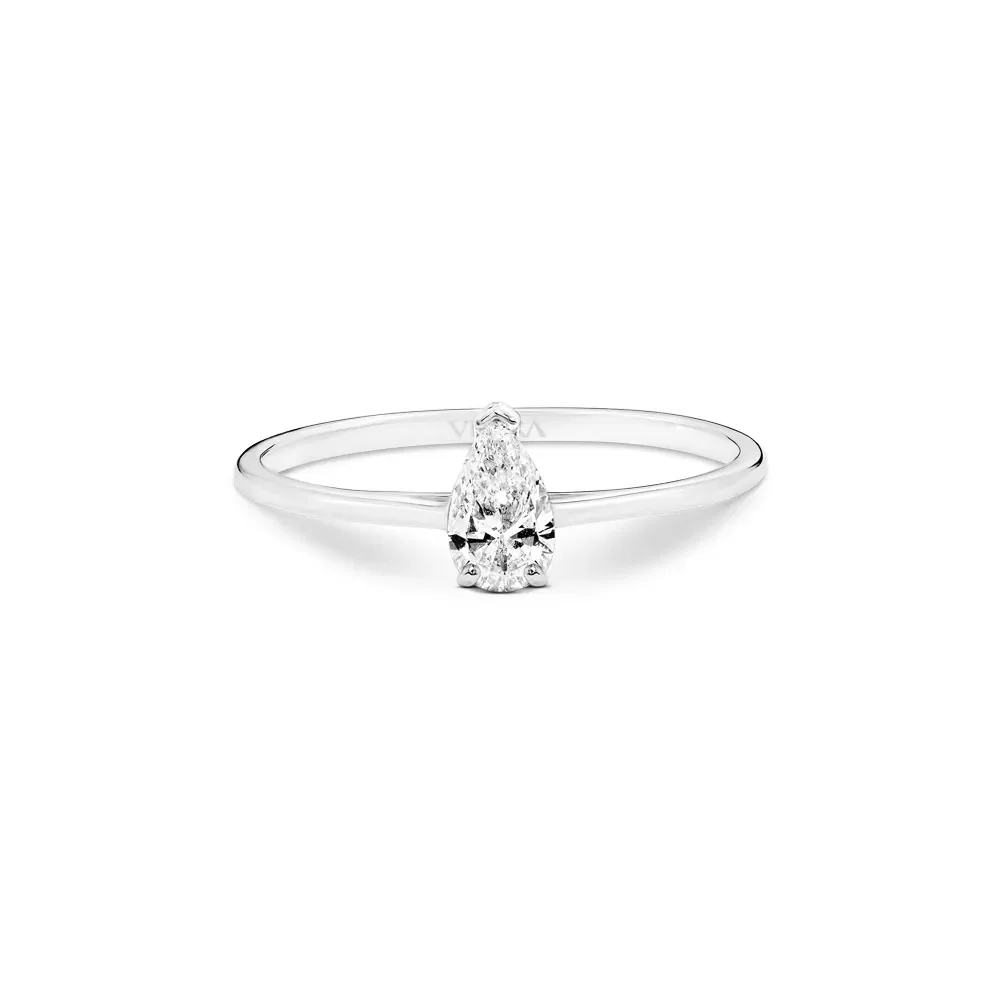Anel Solitário Gota em Ouro Branco 18k com 0,30ct de Diamante — imagem 1