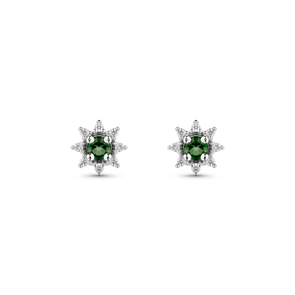 Brinco Classic Cores em Ouro Branco 18k com Turmalina Verde e Diamantes — imagem 1