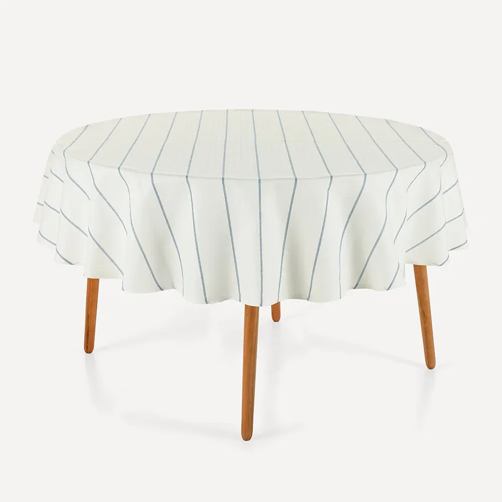 Toalha de Mesa Redonda 6 Lugares 1,78m Royale Branco / Azul — imagem 1