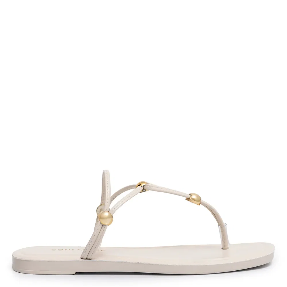 Rasteira Off White Enfeites Esferas