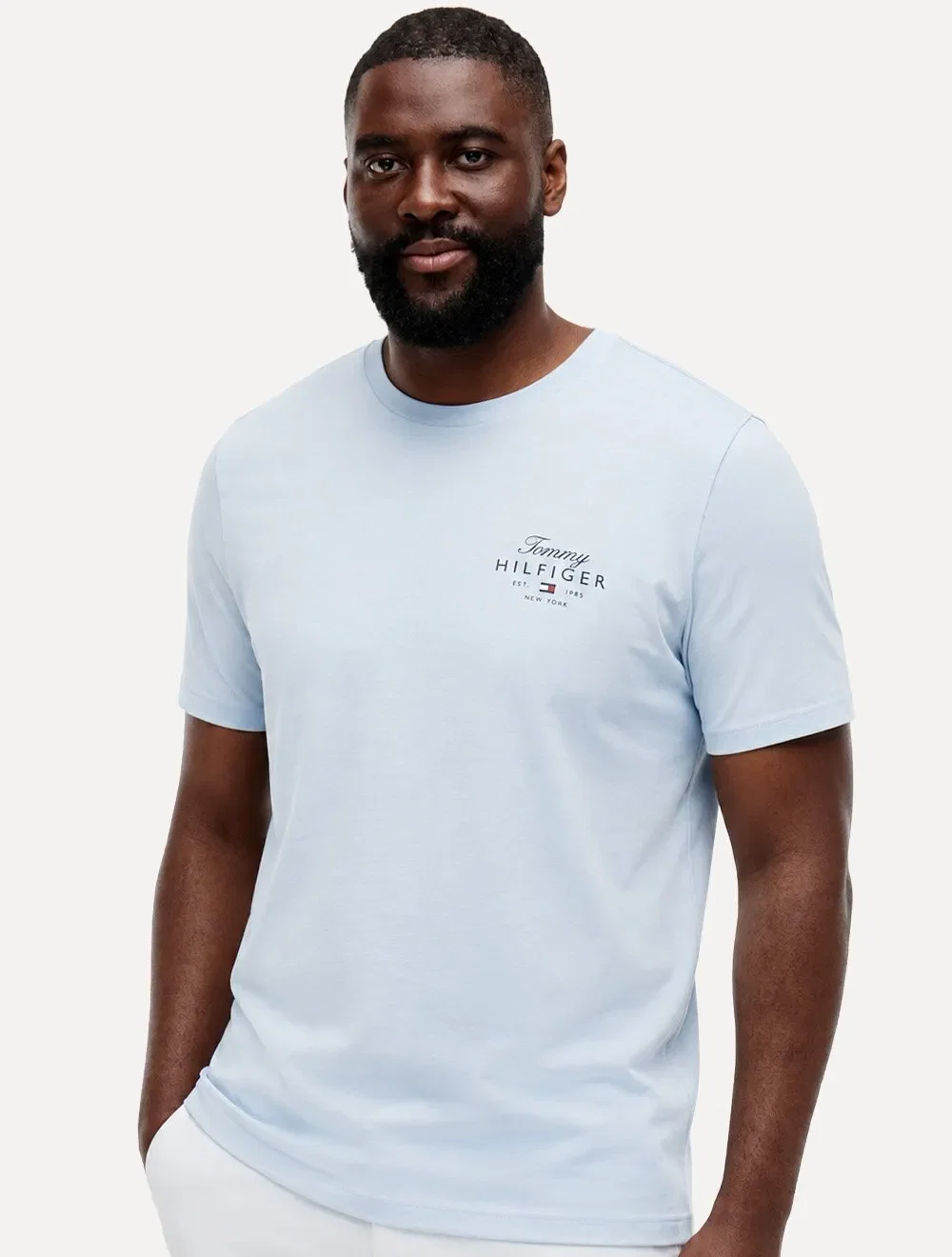Camiseta Tommy Hilfiger Masculina Brand Love Signature Logo Azul — imagem 1