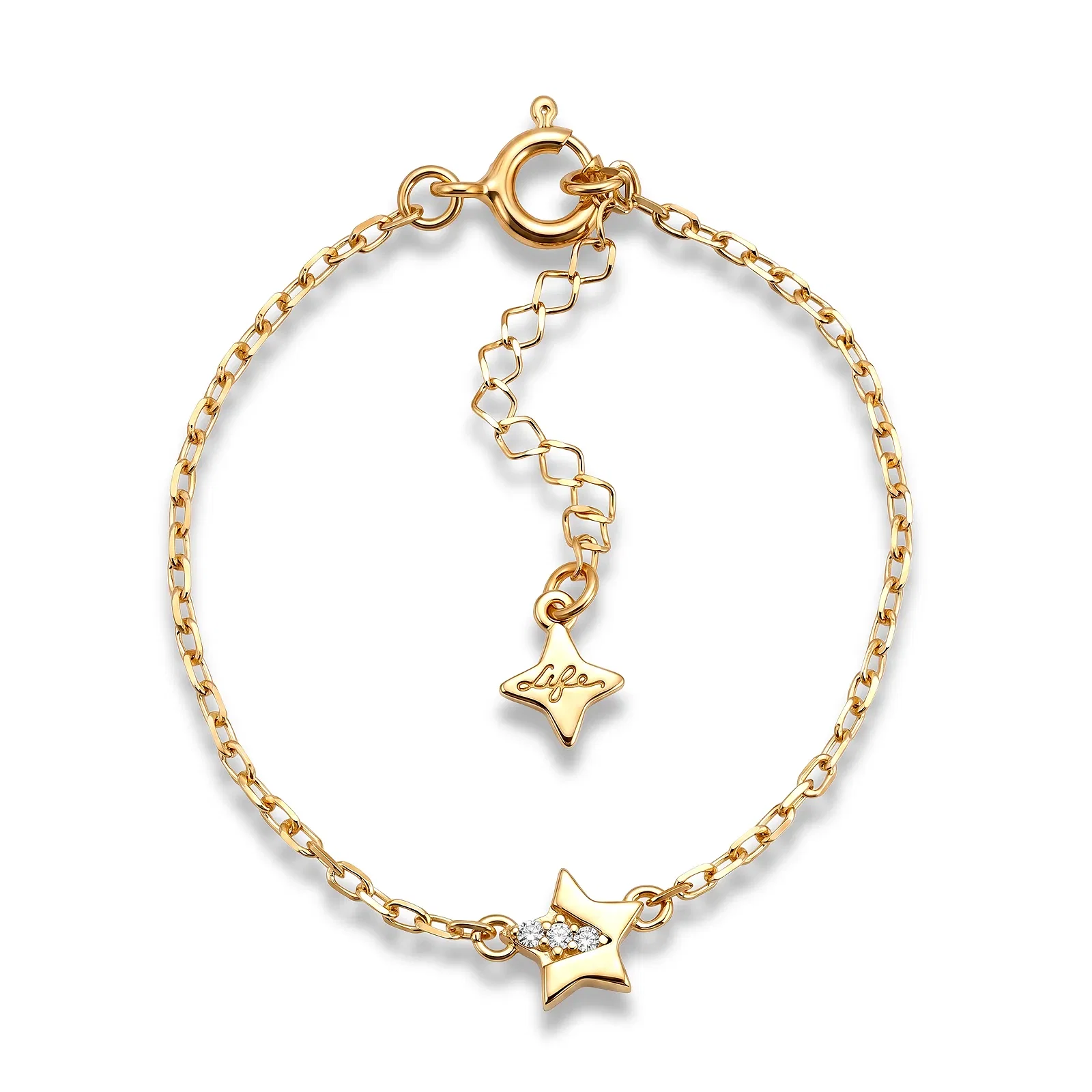 Pulseira Life Teen Estrela em Prata 925 com Banho de Ouro Amarelo 18k e Zircônia Incolor — imagem 1
