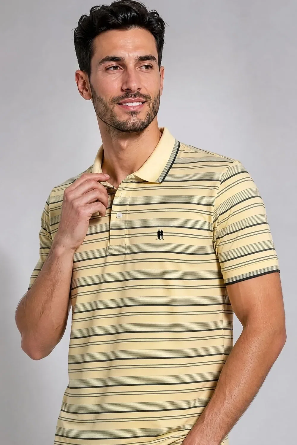 Polo Piquet Listrada Polo Wear Amarelo Médio