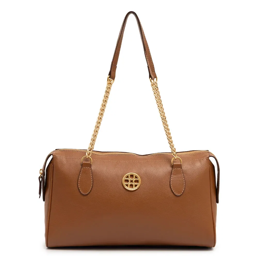 Bolsa Ombro Couro Corrente Caramelo — imagem 1