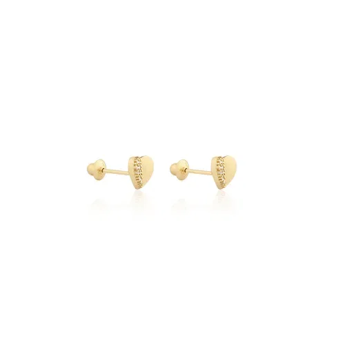 Brinco Baby Coração em Ouro Amarelo 18k com Diamantes — imagem 1