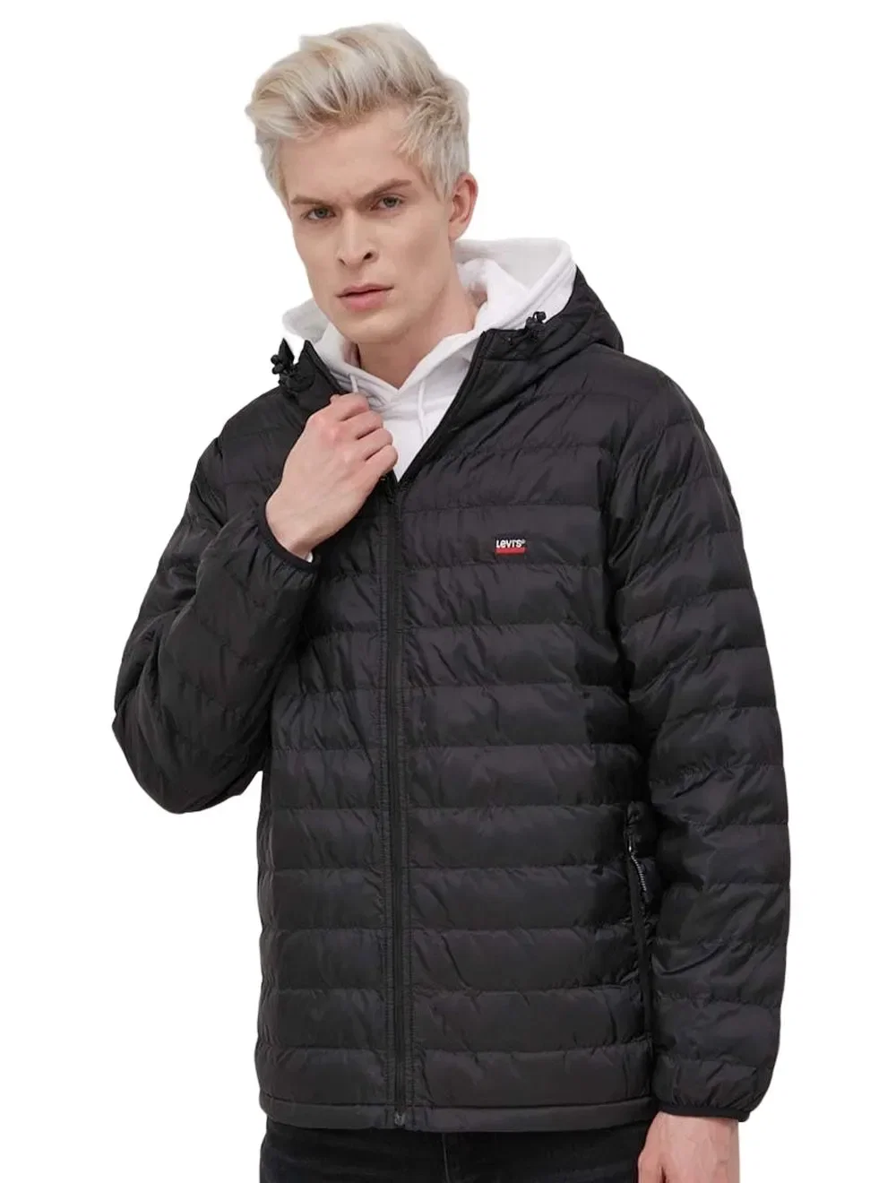 Jaqueta Levis Masculina Hoodie Presidio Packable Jacket Preta