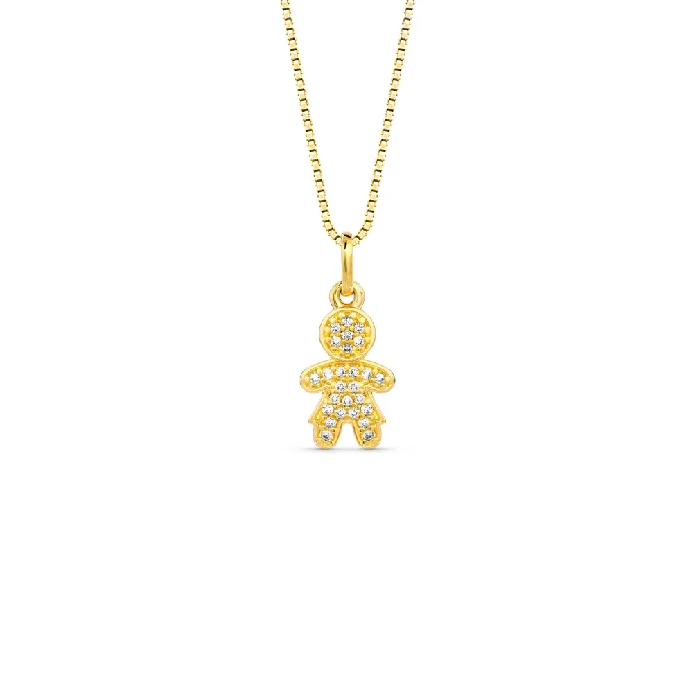 Pingente Menina em Ouro Amarelo 18k com Diamantes, 18mm — imagem 1