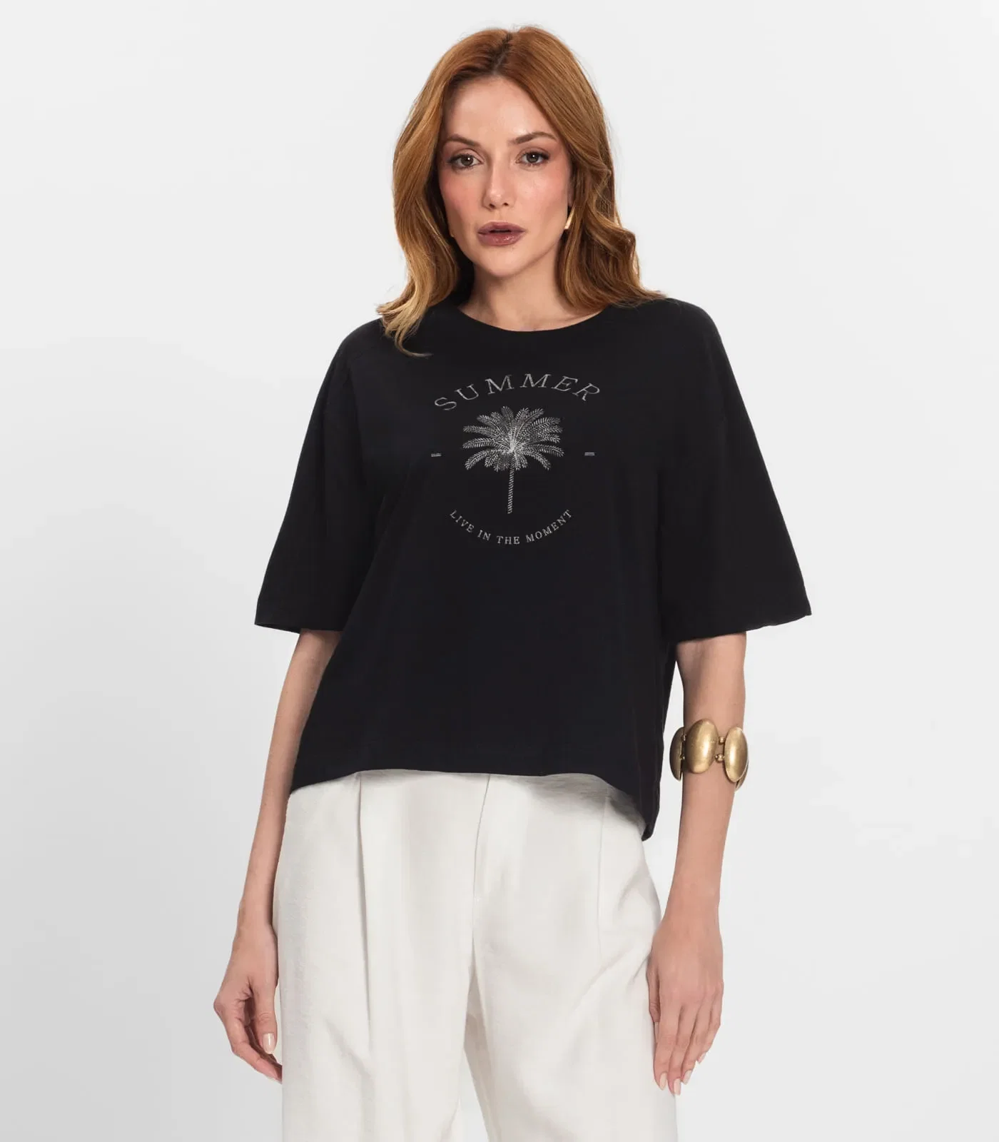 T- Shirt Feminina Manga Curta Endless Preto