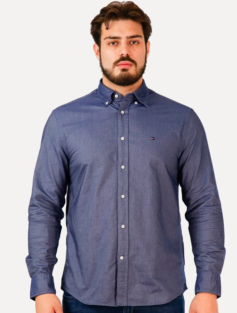 Camisa Tommy Hilfiger Masculina Regular Core Oxford Marinho Mescla — imagem 1