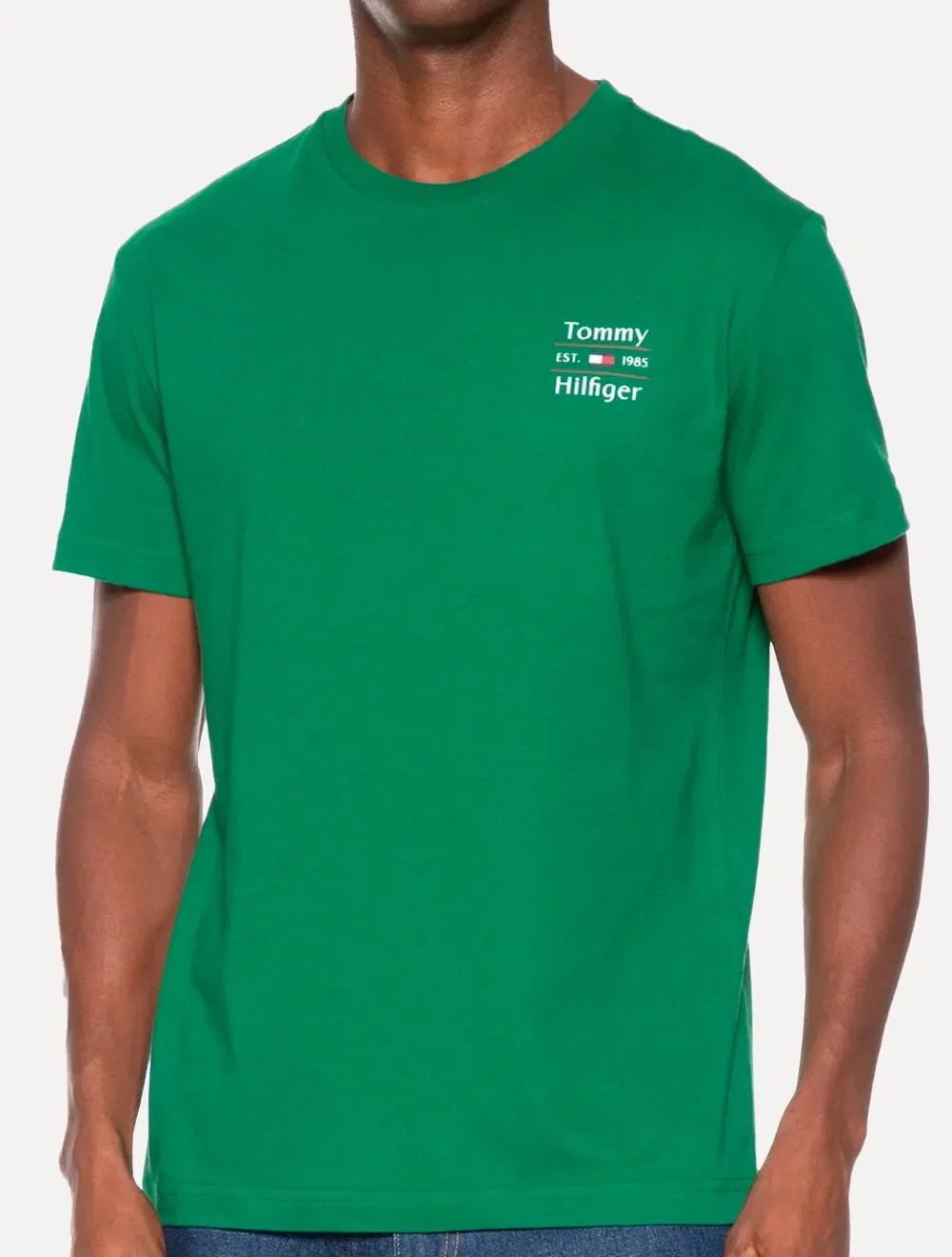 Camiseta Tommy Hilfiger Masculina Regular Stack Verde — imagem 1