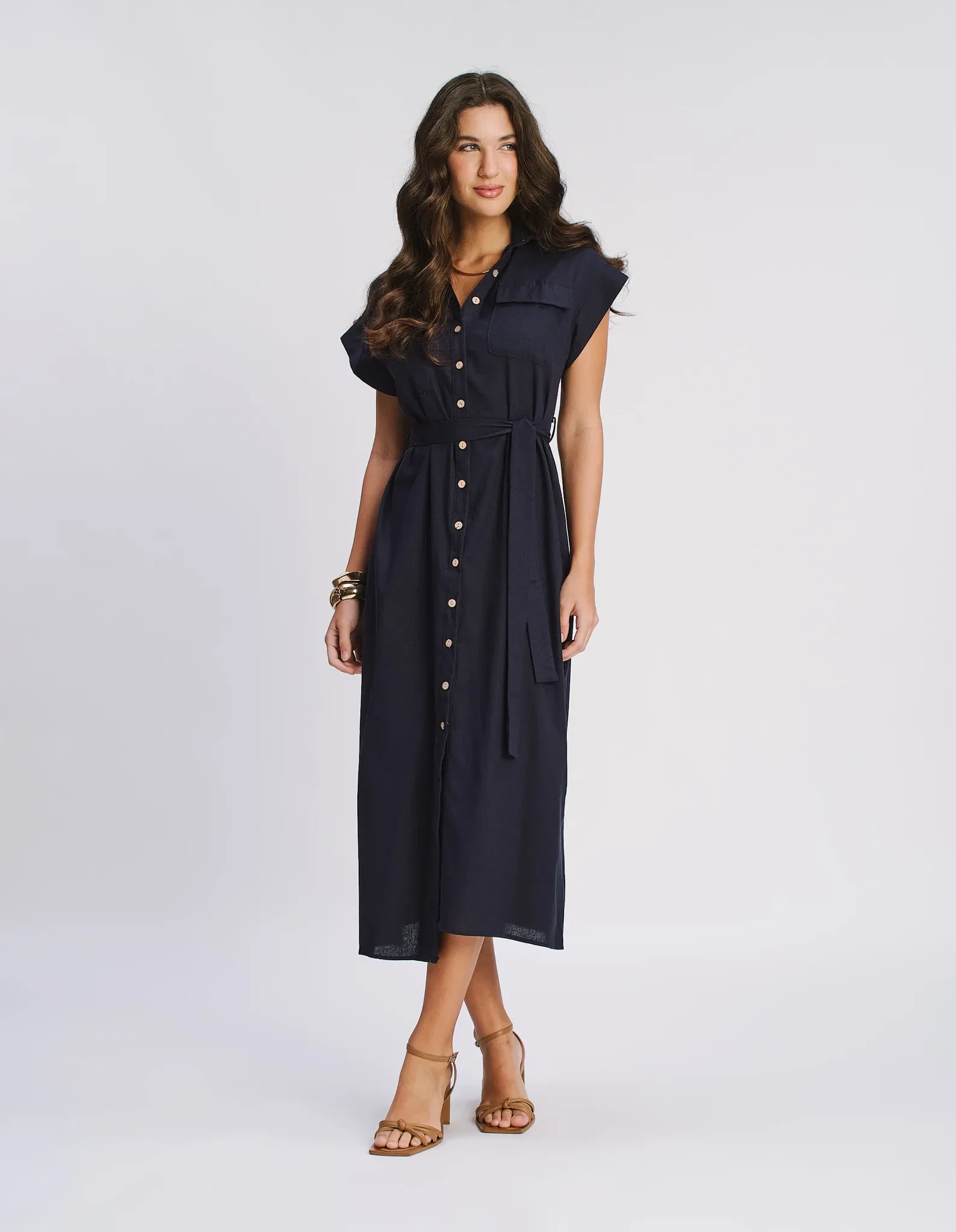 Chemise Alfaiataria Botões - Azul Marinho — imagem 1
