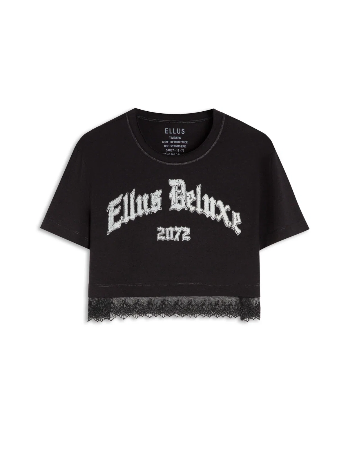 Blusa Ellus Cropped Cotton Lace Preto