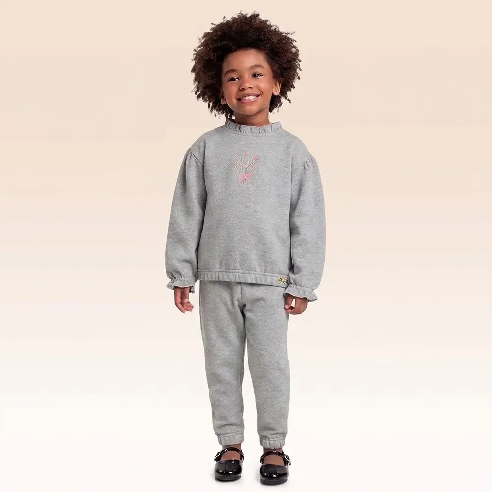 Conjunto blusão e calça em moletom lurex
