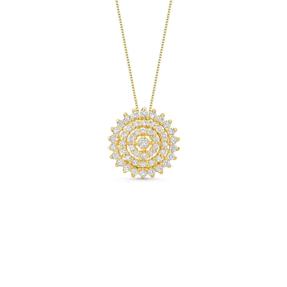 Pingente Classico Especial em Ouro Amarelo 18k e Diamantes, 12mm
