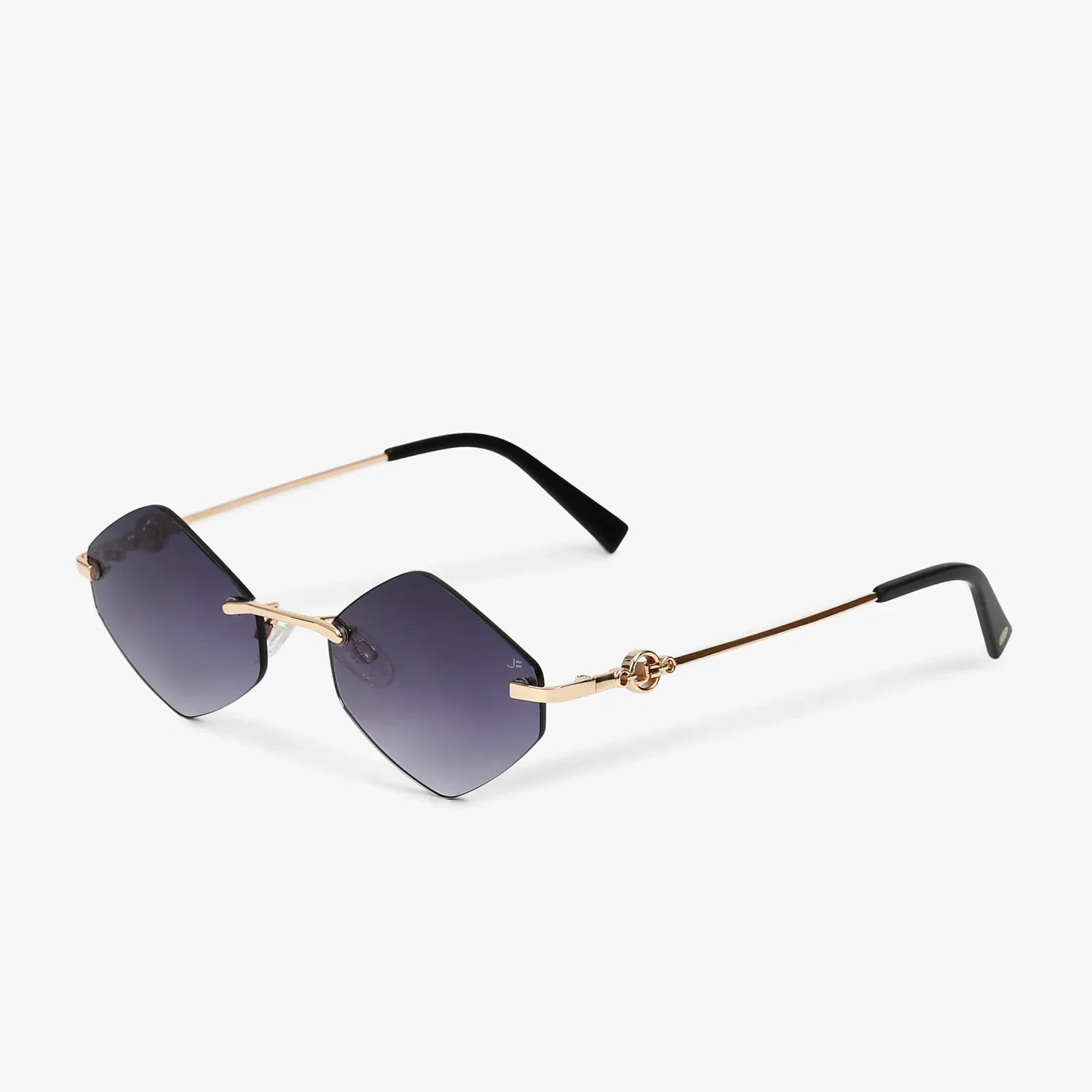 Óculos Ousada Solar Hexagonal Cinza Degradê Dourado