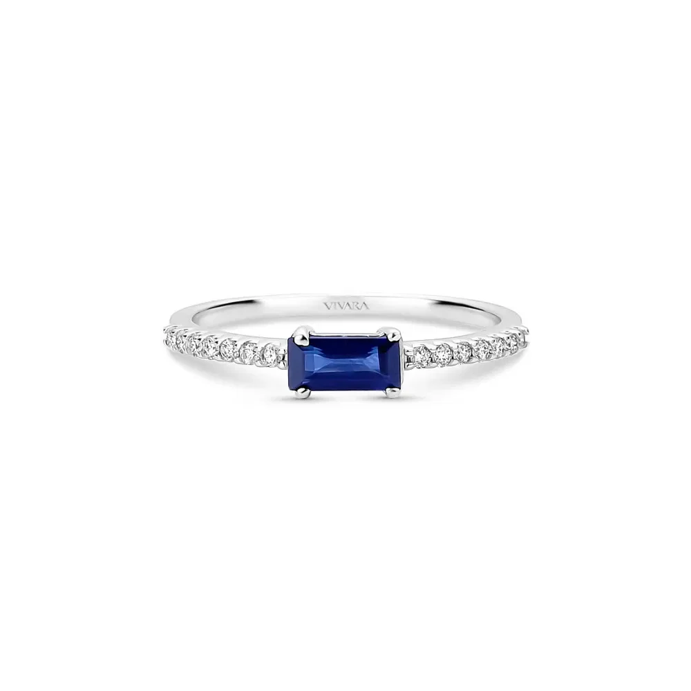 Anel Linea em Ouro Branco 18k com Safira Azul e Diamantes — imagem 1