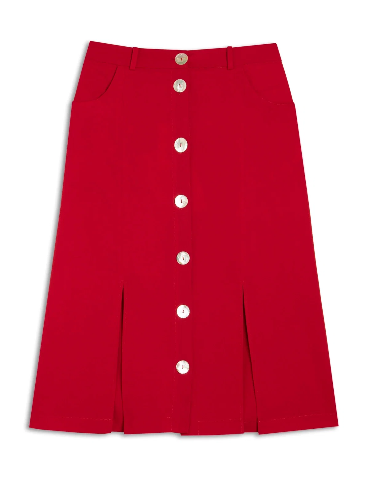 Saia Midi Fendas Frontais Vermelho — imagem 1