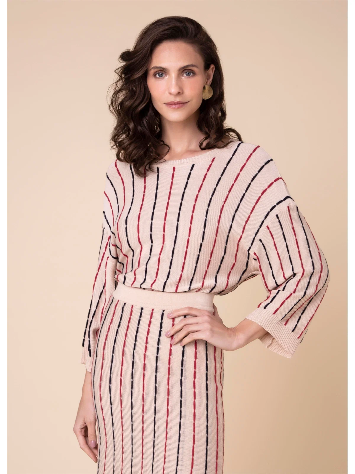 Tricot Ponto Corrente Bege