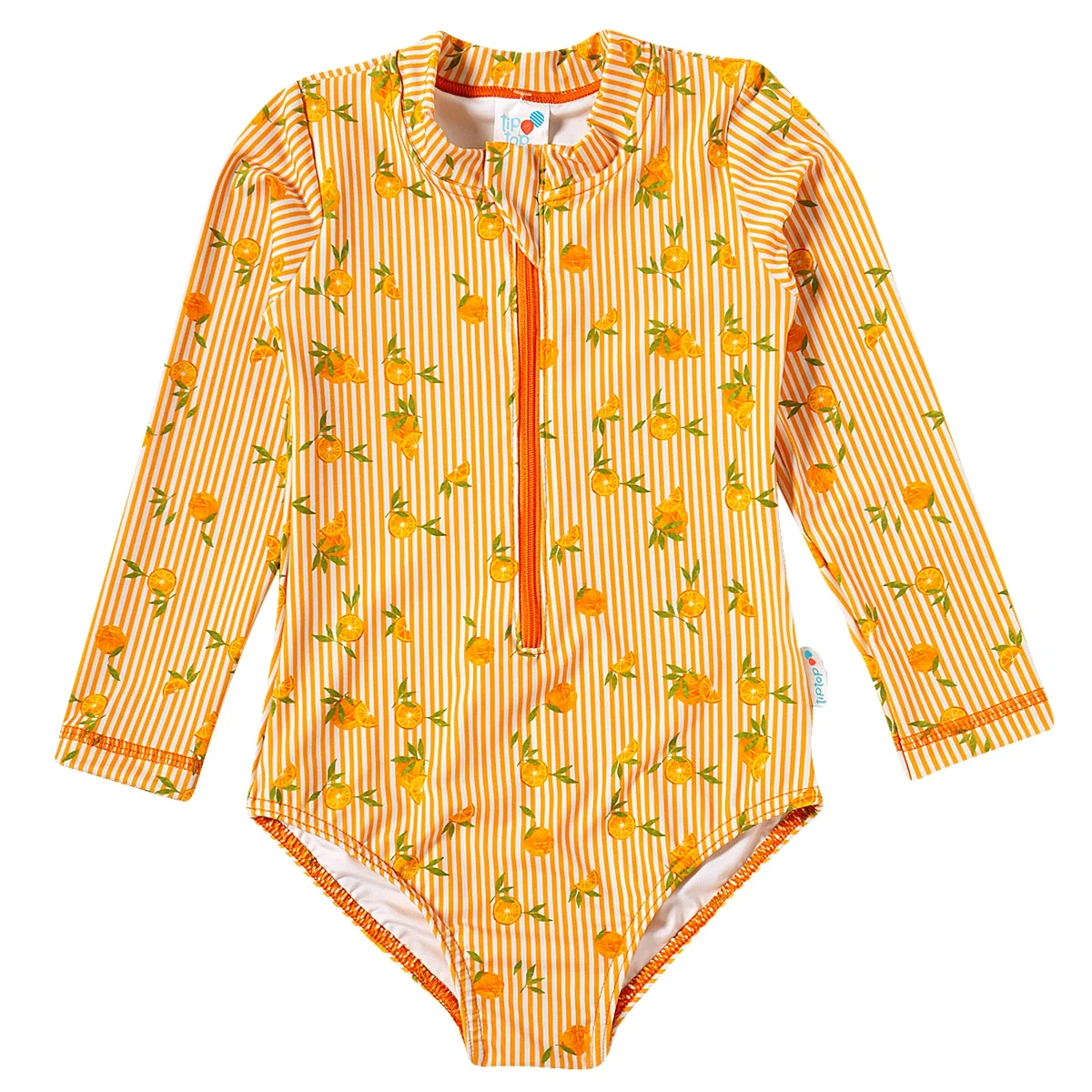 Body Praia Manga Longa Kids Laranja Elastano Proteção Uv 50+ Tip Top