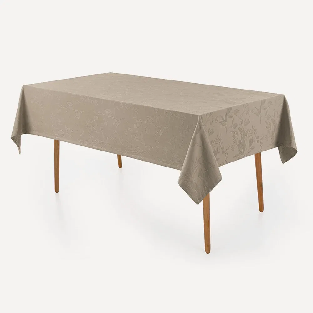 Toalha de Mesa Retangular 12 Lugares Anti Mancha Katherine Taupe — imagem 1