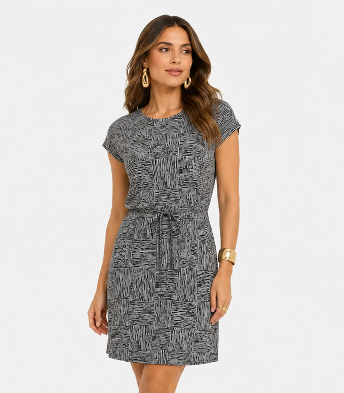 Vestido Curto Em Visco Premiere Infinita Cor Bege