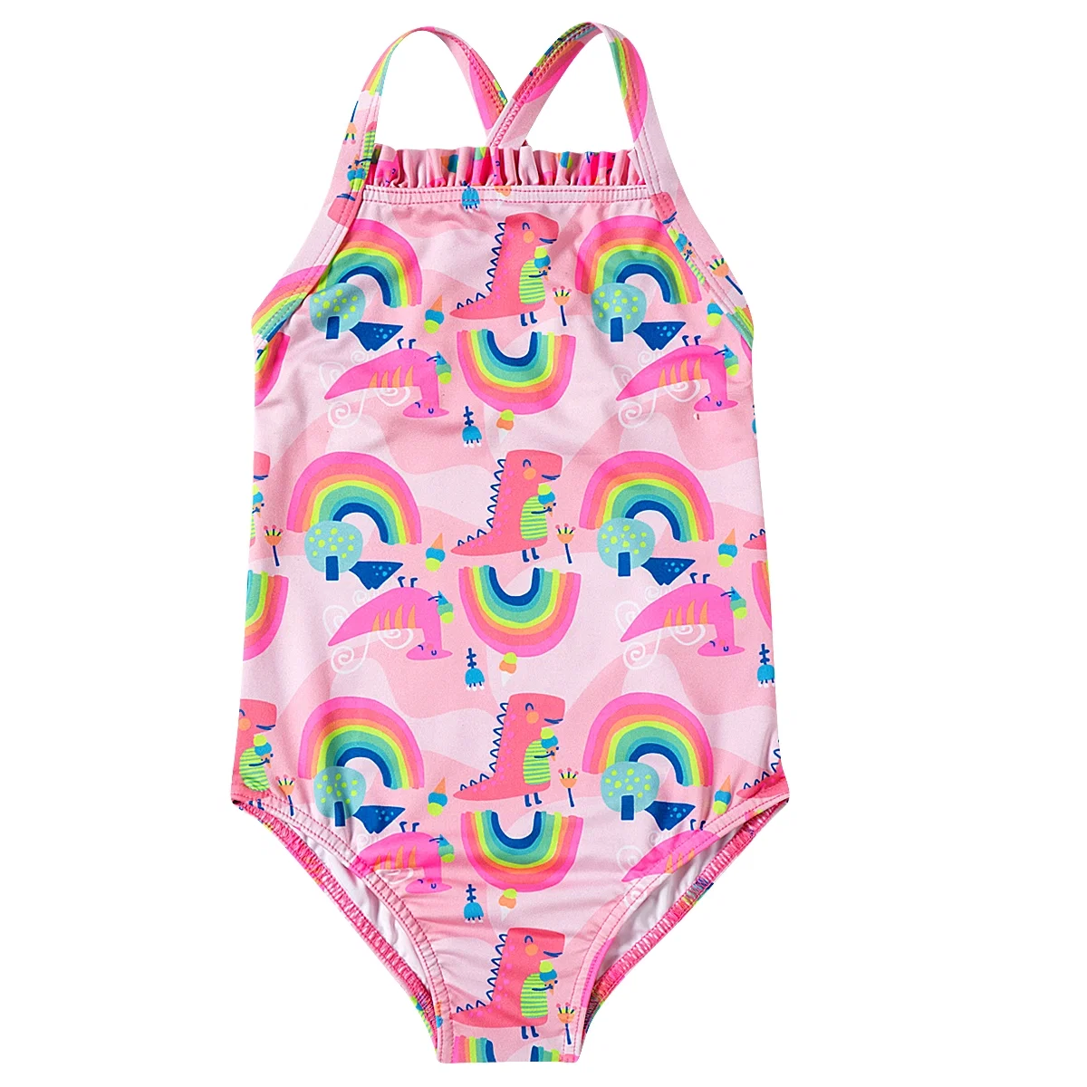 Maiô Praia Kids Dina Arco-íris Elastano Proteção Uv 50+ Tip Top