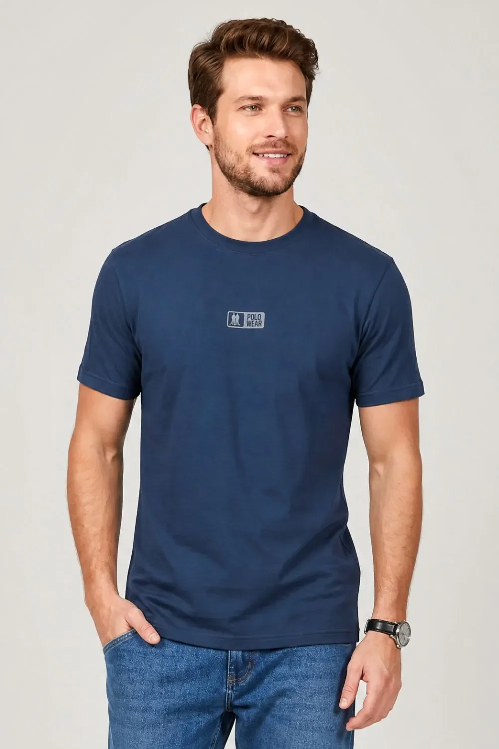 Camiseta Masculina Leve e Confortável Polo Wear Azul Escuro