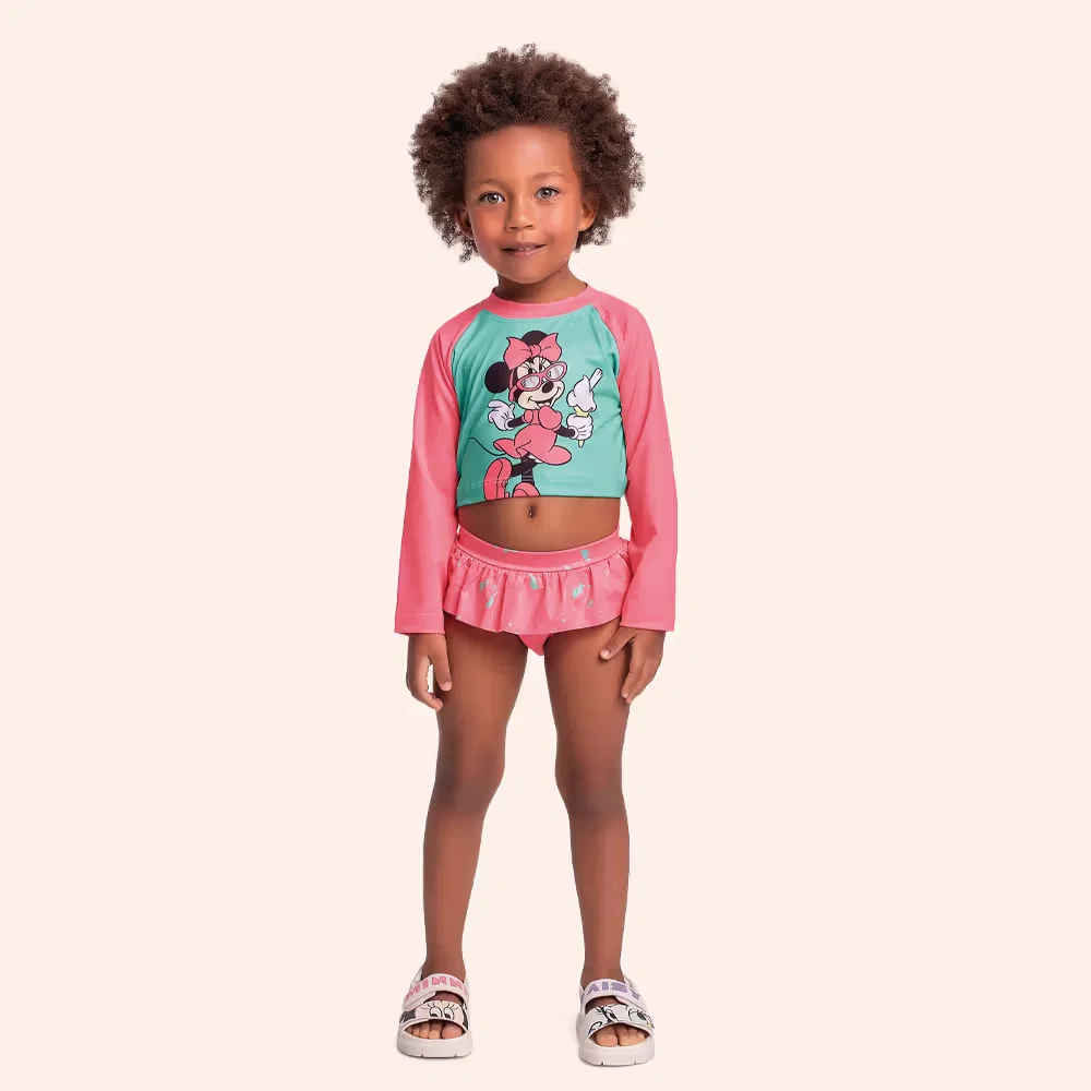 Conjunto moda praia Minnie blusa manga longa e calcinha — imagem 1